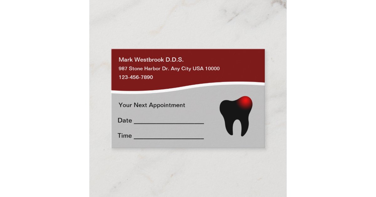 Dental Office Appointment Reminder Business Cards Zazzle