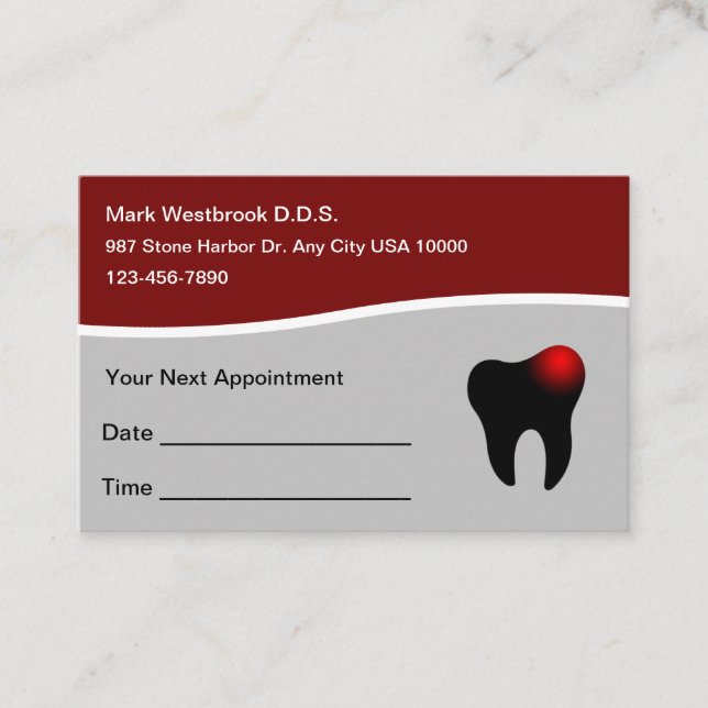 Dental Office Appointment Reminder Business Cards (Front)