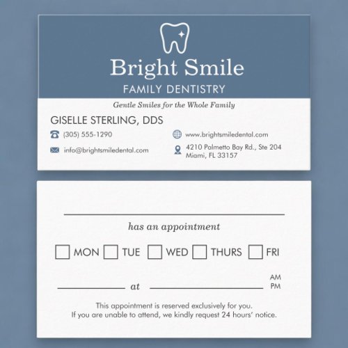 Dental Office Appointment Reminder Card