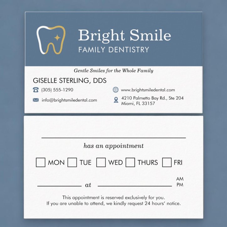 Dental Office Blue Appointment Reminder Business Card