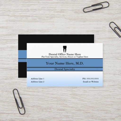 Customizable dental office business cards
