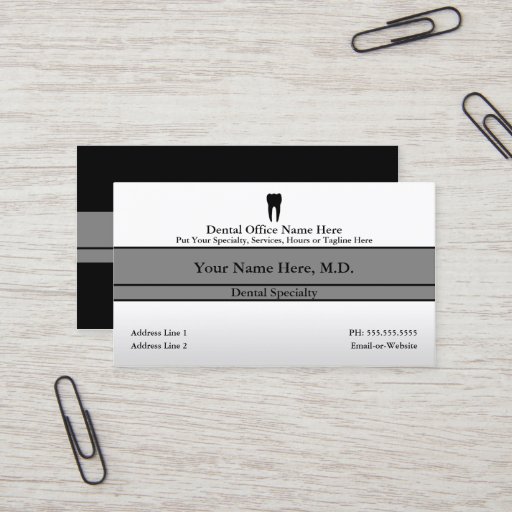 Customizable dental office business cards