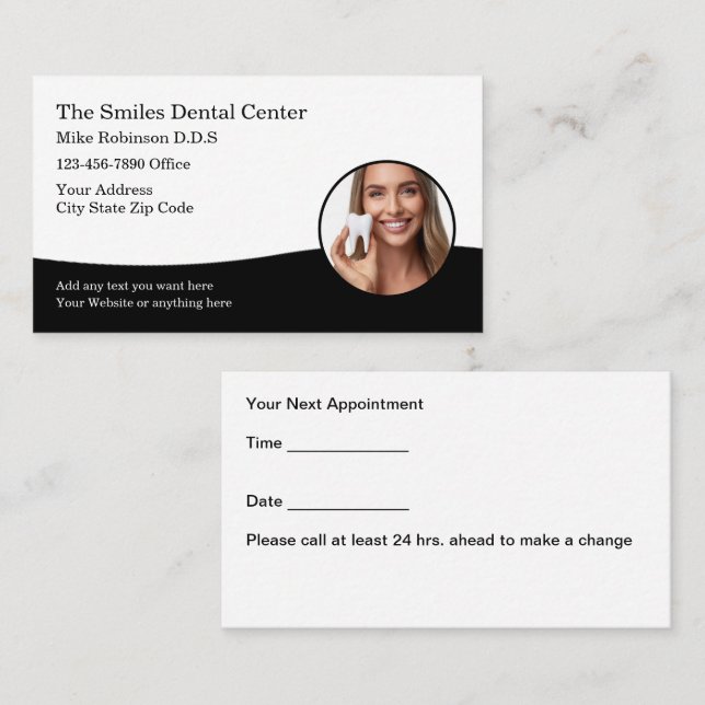 Dental Office Business Card Appointment Combo (Front/Back)