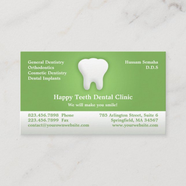 Dental Office Business Card Appointment Template (Front)