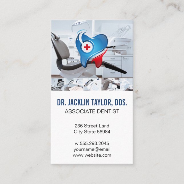 Dental Office Chair | Tooth Aid Logo Business Card (Front)