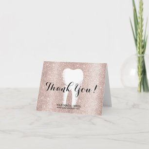 Dental Office Dentist Blush Rose Gold Glitter Letterpress Thank You Card