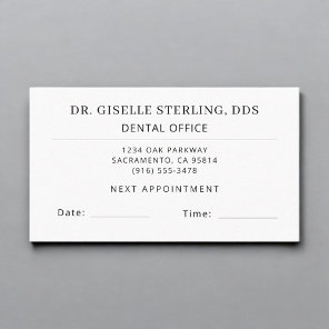 Dental Office Dentist Office Appointment Card