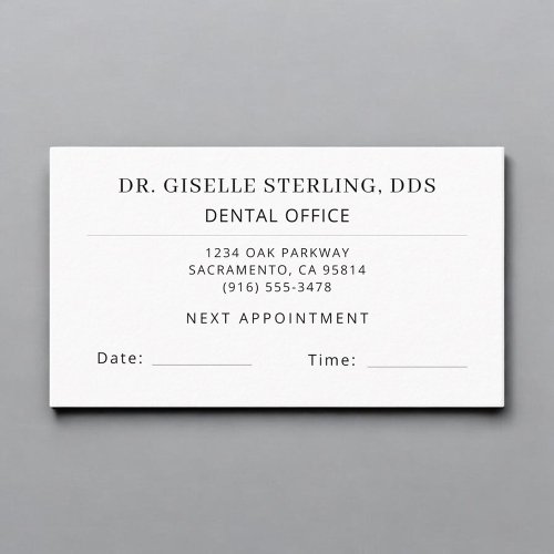 Dental Office Dentist Office Appointment Card