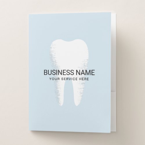 Dental Office Dentist White Tooth Pastel Mint Blue Pocket Folder