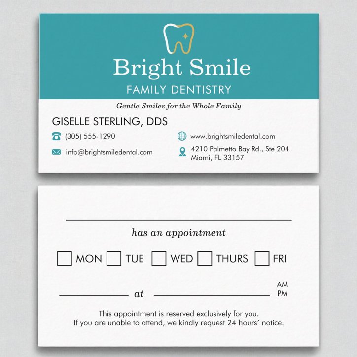 Dental Office Dentistry Appointment Reminder Business Card