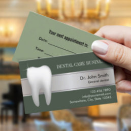 Dental Office Elegant Sage Green Dentist Appointment Card