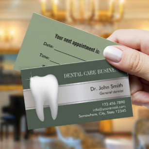 Dental Office Elegant Sage Green Dentist Appointment Card