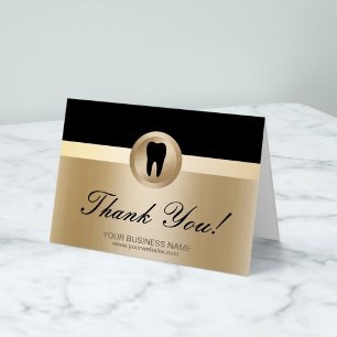 Dental Office Modern Black & Gold Thank You Card