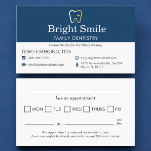 Dental Office Modern Blue Appointment Reminder Business Card