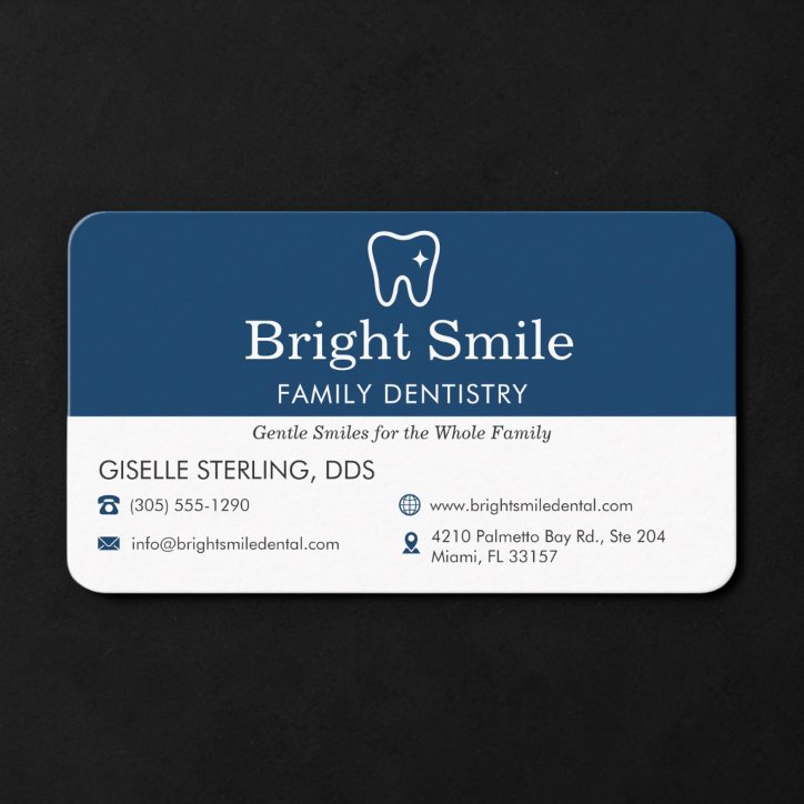 Dental Office Navy Blue White Business Card