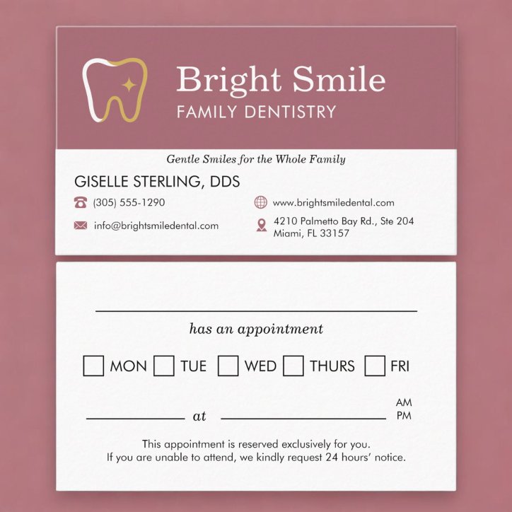 Dental Office Pink Appointment Reminder Business Card