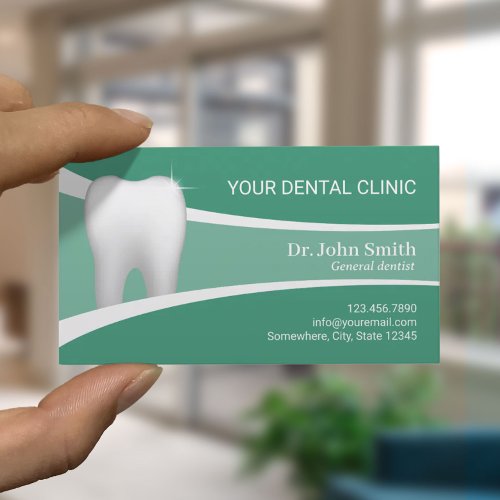 Dental Office Professional Dentist Green Appointment Card