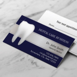 Dental Office Professional Dentist Navy Blue Appointment Card