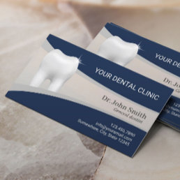 Dental Office Professional Dentist Navy &amp; Silver Appointment Card