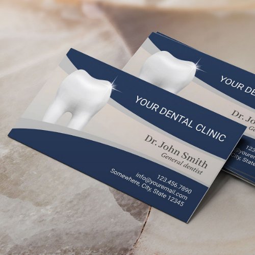 Dental Office Professional Dentist Navy  Silver Appointment Card