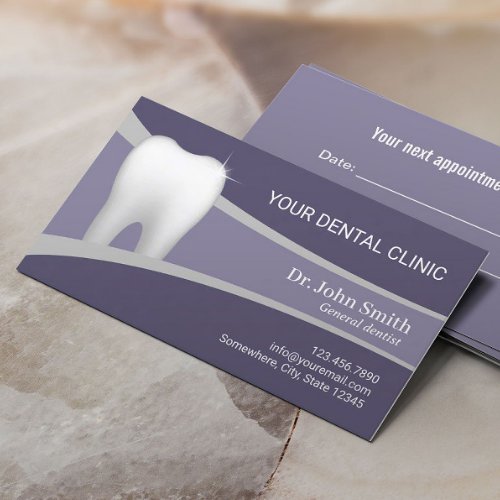 Dental Office Professional Dentist Purple Appointment Card