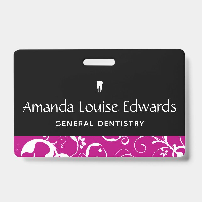 Dental Office Staff Pro Damask Badge (Front)