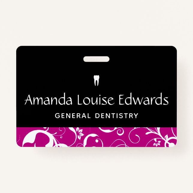 Dental Office Staff Pro Damask Badge (Front)