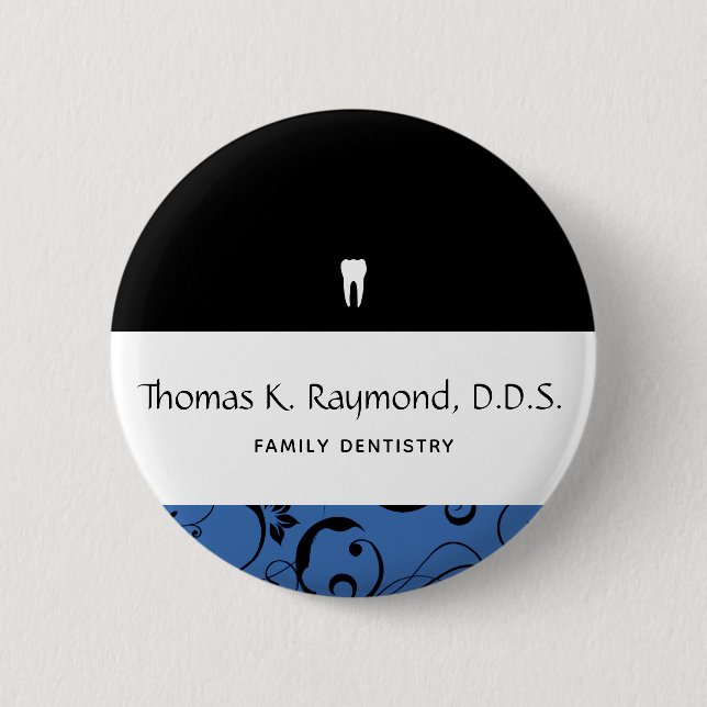 Dental Office Staff Pro Damask Button (Front)