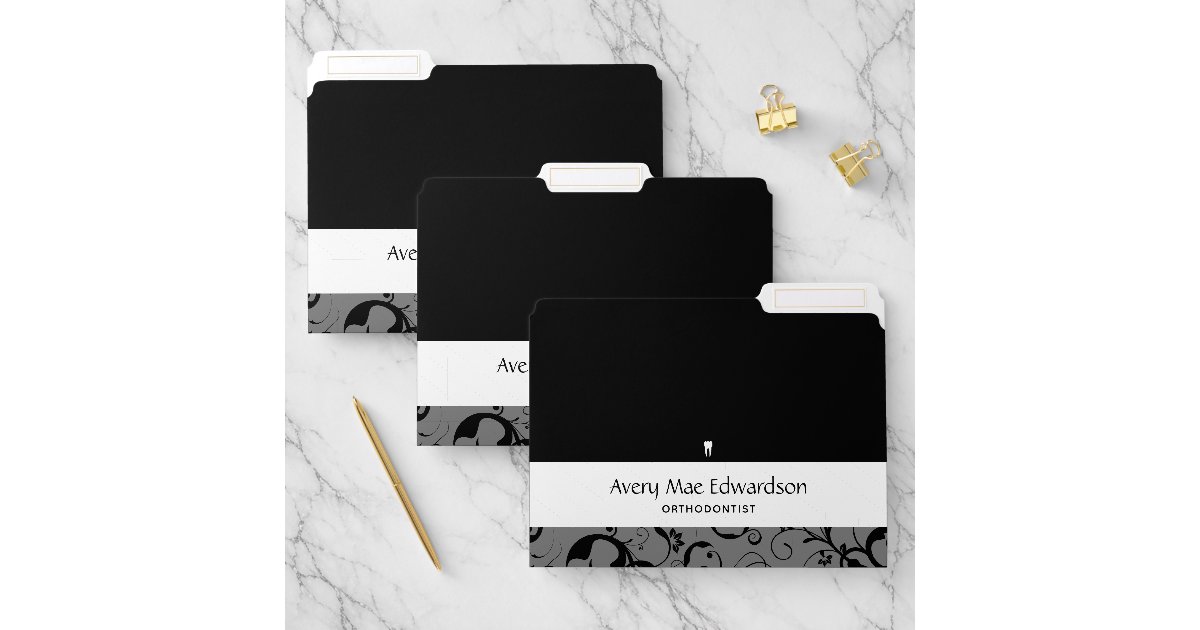 Dental Office Staff Pro Damask File Folder | Zazzle