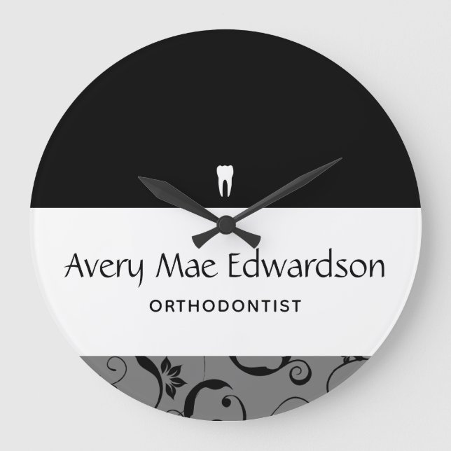 Dental Office Staff Pro Damask Large Clock (Front)