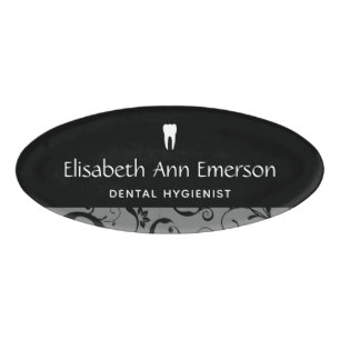Dental Office Staff Pro Damask Name Tag