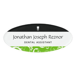 Dental Office Staff Pro Damask Name Tag