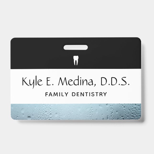 Dental Office Staff Water Drops Badge (Front)