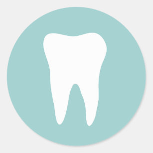 Dental office sticker with white tooth logo