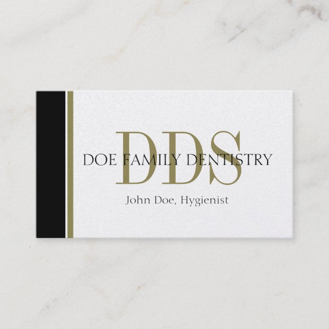 Dental Office Stripes DDS White Business Card (Front)