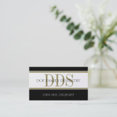 Dental Office Stripes DDS White/Gold Paper Business Card (Standing Front)