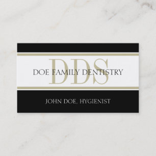 Dental Office Tan Stripes DDS White Business Card