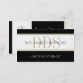 Dental Office Tan Stripes DDS White Business Card (Front/Back)