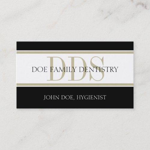 Dental Office Tan Stripes DDS White Business Card