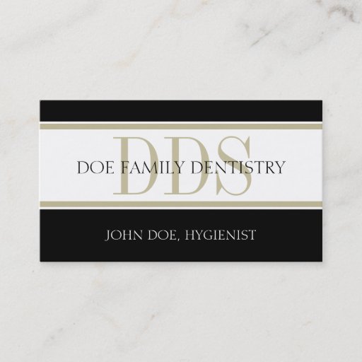 Customizable Dental Office Tan Stripes DDS White Business Card