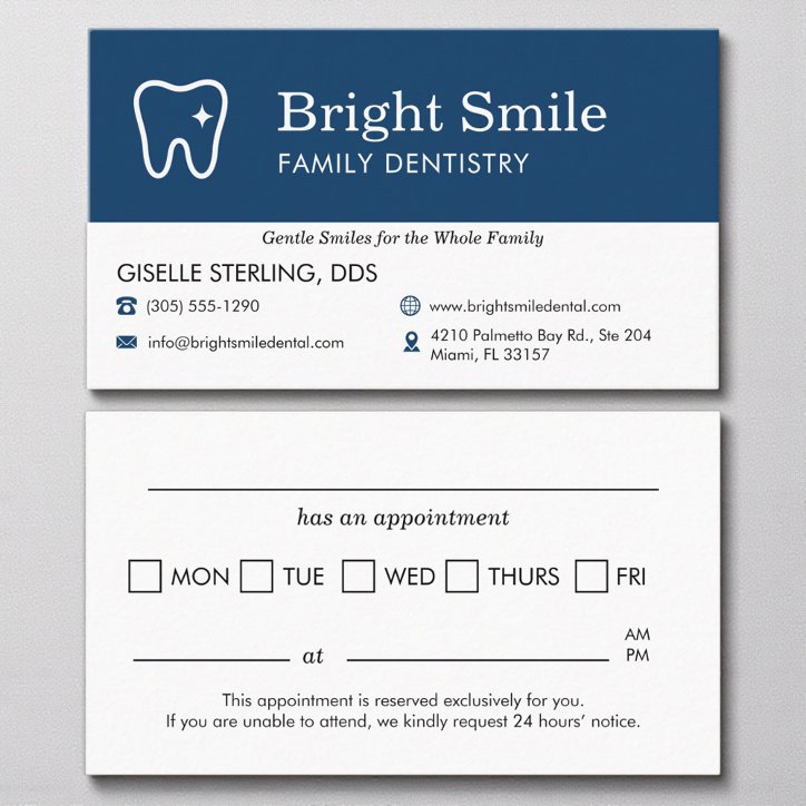 Dental Office Tooth Icon Appointment Reminder Business Card