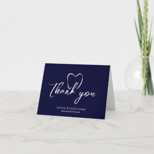 Dental Office Tooth Navy Blue Business Thank You Card