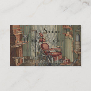Dental Operating Room Watercolor Gouache Vintage Business Card