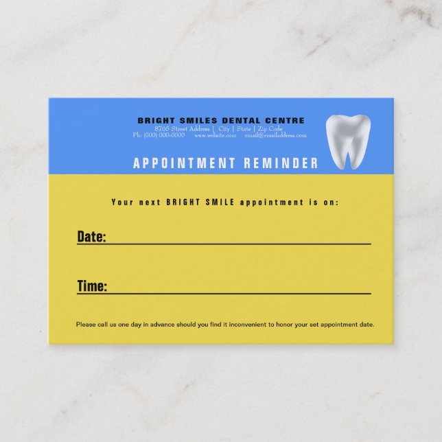 Dental Patient Appointment Reminder Card (Front)