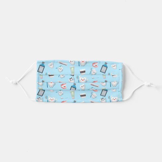Dental Pattern - Blue Adult Cloth Face Mask (Front, Folded)