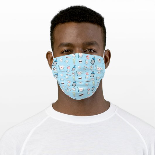 Dental Pattern - Blue Adult Cloth Face Mask (Worn)