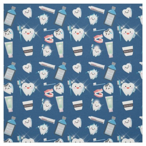 Dental Pattern - Dark Blue Fabric