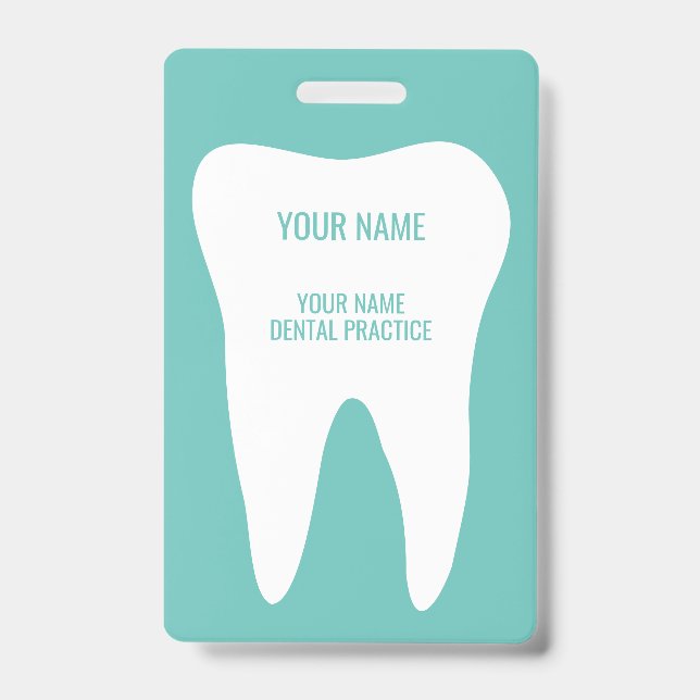 Dental practice name badges with tooth logo (Front)