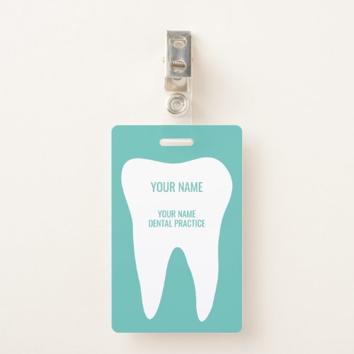 Dental practice name badges with tooth logo