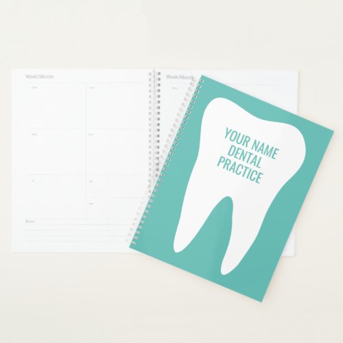 Dental practice planner book with tooth design